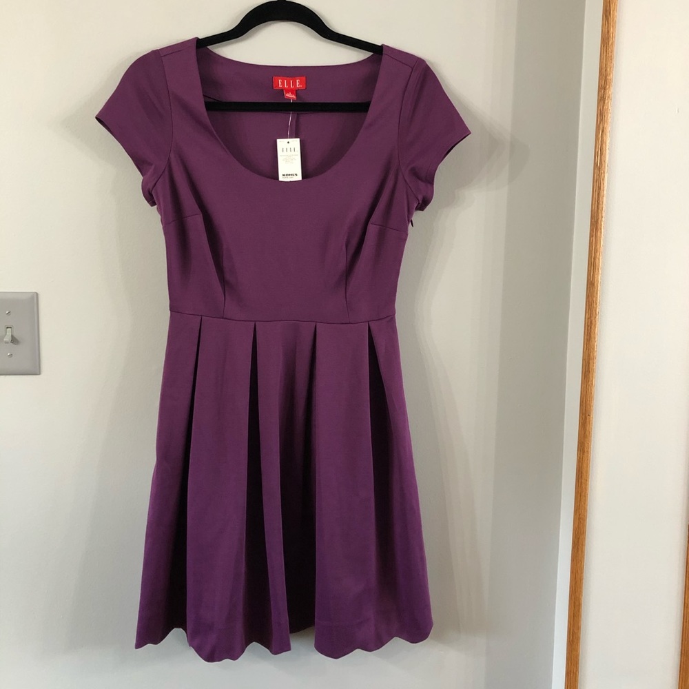 NWT Elle Purple Pleated Dress - Picture 1 of 7